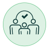icon of people working together with checkmark